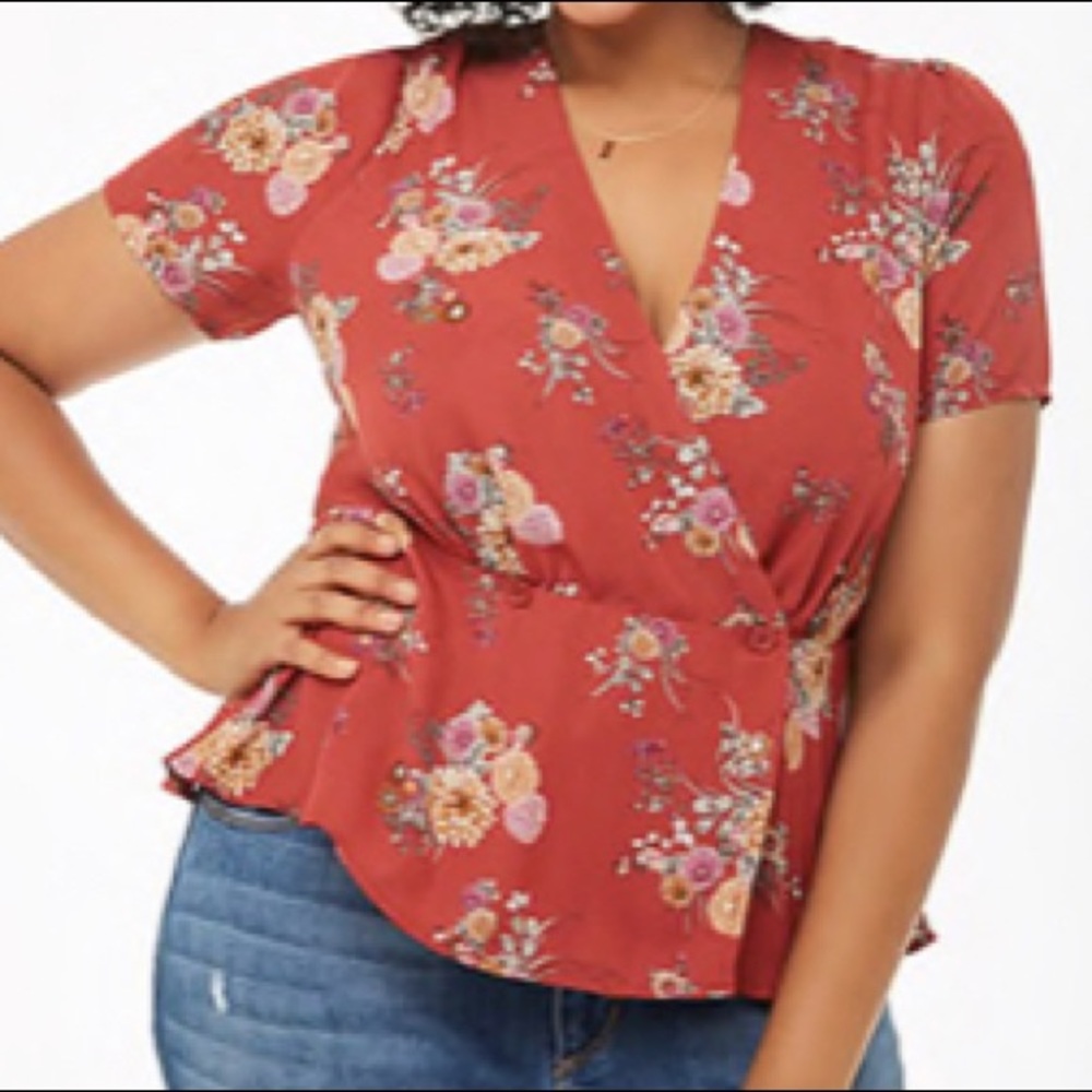 Forever 21 + Floral Surplice Chiffon Top